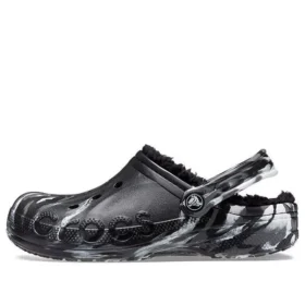 Baya Lined Marbled Clog “Black Silver”