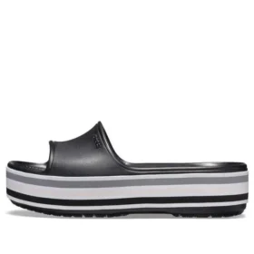 Ciabatte con plateau Crocband “Black Grey White”