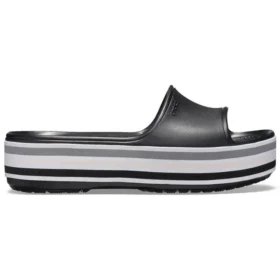 Ciabatte con plateau Crocband “Black Grey White”