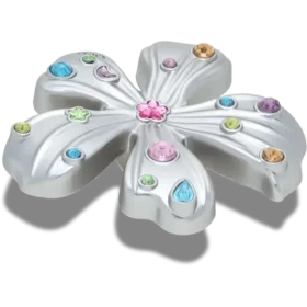 Ciondoli Jibbitz™ a forma di fiore in argento con gemma metallizzata