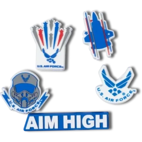 Ciondoli per scarpe Jibbitz™ “Armed Forces Us Air Force” confezione da 5 Ciondoli per scarpe Jibbitz™ “Armed Forces Us Air Force” confezione da 5