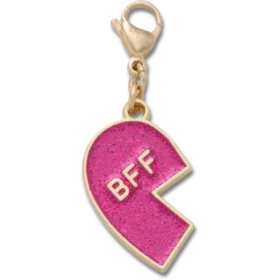 Ciondolo rosa glitterato “BFF” per ciondolo per scarpe Jibbitz (lato sinistro)