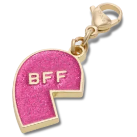 Ciondolo rosa glitterato “BFF” per ciondolo per scarpe Jibbitz (lato sinistro)