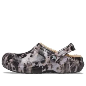 Classic Lined Clog foderato con finitura decolorata “Black White Beige”