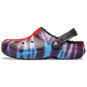 Classic Tie-Dye Stay Warm Cozy Crocs Pantofole sportive unisex viola e rosso