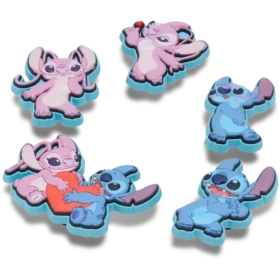 Confezione da 5 ciondoli Jibbitz™ Disney Stitch & Angel per scarpe