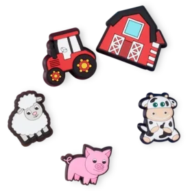 Confezione da 5 ciondoli per scarpe Jibbitz™ con simpatici animaletti della fattoria Confezione da 5 ciondoli per scarpe Jibbitz™ con simpatici animaletti della fattoria