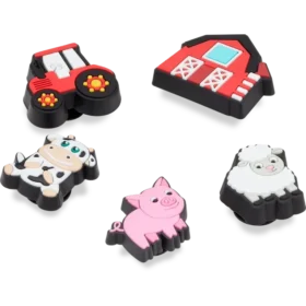 Confezione da 5 ciondoli per scarpe Jibbitz™ con simpatici animaletti della fattoria Confezione da 5 ciondoli per scarpe Jibbitz™ con simpatici animaletti della fattoria