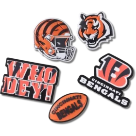 Confezione da 5 ciondoli per scarpe Jibbitz™ dei Cincinnati Bengals della NFL