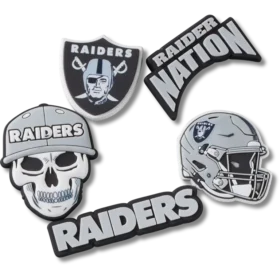 Confezione da 5 ciondoli per scarpe Jibbitz™ dei Las Vegas Raiders della NFL