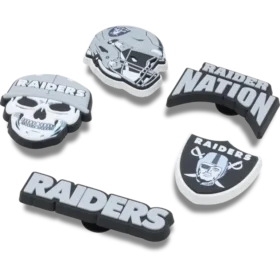 Confezione da 5 ciondoli per scarpe Jibbitz™ dei Las Vegas Raiders della NFL