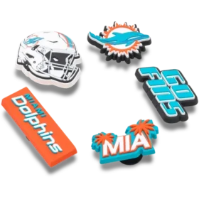 Confezione da 5 ciondoli per scarpe Jibbitz™ dei Miami Dolphins della NFL