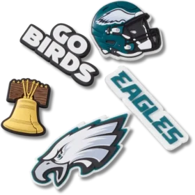 Confezione da 5 ciondoli per scarpe Jibbitz™ dei Philadelphia Eagles della NFL