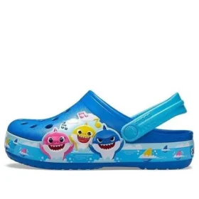 Funny Shark: sandali sportivi da spiaggia con tacco basso in stile Crocs, blu