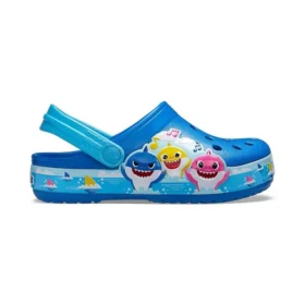 Funny Shark: sandali sportivi da spiaggia con tacco basso in stile Crocs, blu