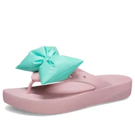 Infradito classiche con plateau e fiocco “Pink Teal”