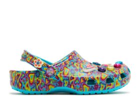 Lisa Frank x Classic Clog Kids “Digital Aqua Multi Hearts”