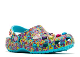 Lisa Frank x Classic Clog Kids “Digital Aqua Multi Hearts”