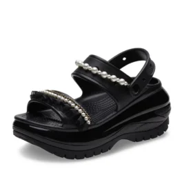 Mega Crush Pearl Ruffle Sandal “Nero”