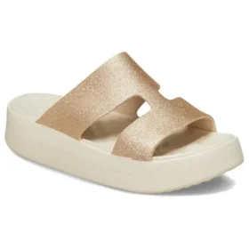Sandali con cinturino a H e plateau Getaway “Bianco Marrone”