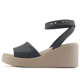 Sandali con zeppa e cinturino alla caviglia Brooklyn “Black Beige”