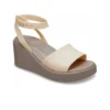 Sandali con zeppa e cinturino alla caviglia Brooklyn “Cream White Brown”