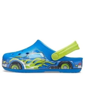 Sandali sportivi blu con tacco basso e motivo divertente