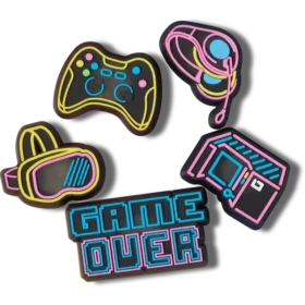 Set da 5 ciondoli Jibbitz Neon Gamer luminosi