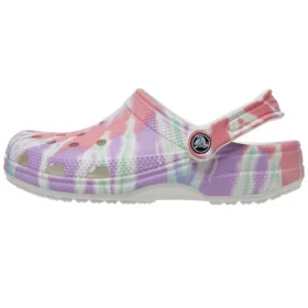 Zoccoli classici Crocs con tacco basso, motivo sportivo, colorati, blu