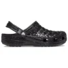 Zoccoli classici in pelle di coccodrillo metallizzata “Black”