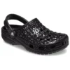Zoccoli classici in pelle di coccodrillo metallizzata “Black”