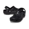 Zoccoli classici in pelle di coccodrillo metallizzata “Black”