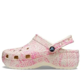Zoccoli classici Platform Clog con zeppa e stampa serpente “Pink”