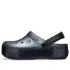 Zoccoli con plateau Crocband metallizzati “Black”
