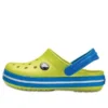 Zoccoli con punta arrotondata e fascia in coccodrillo “Yellow Blue”