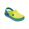 Zoccoli con punta arrotondata e fascia in coccodrillo “Yellow Blue”