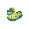Zoccoli con punta arrotondata e fascia in coccodrillo “Yellow Blue”