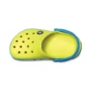 Zoccoli con punta arrotondata e fascia in coccodrillo “Yellow Blue”
