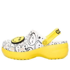 Zoccoli con zeppa Crocs x Smiley World Charm Classic Platform Clog “Giallo Bianco”