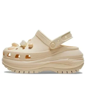 Zoccoli Mega Crush con conchiglie e perle “Beige”